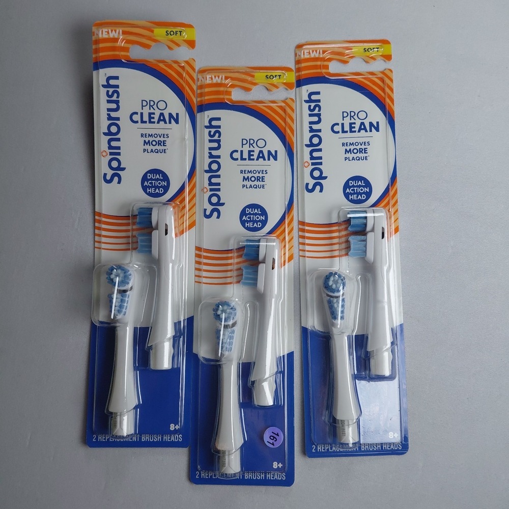 Spinbrush PRO CLEAN Replacement Dual Action Brush Heads SOFT 3 Packs 6 Total